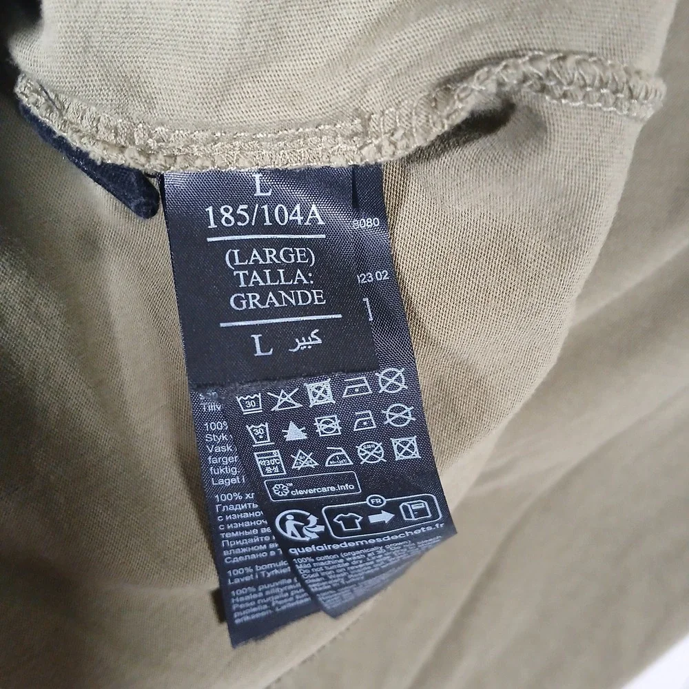 AllSaints Tonic SS Crew T-Shirt Mens Large Olive Green Ramskull MD082J